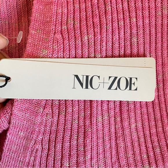 NIC + ZOE  linen blend long Cardigan in a twirl Raspberry Pink Button ribbed XL - Picture 14 of 14